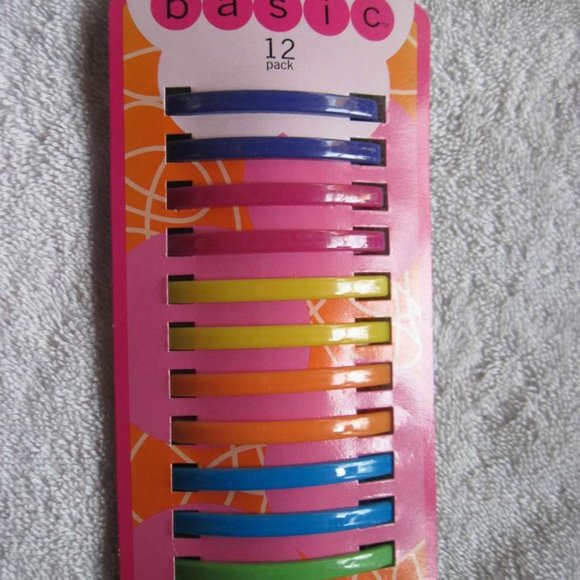 12 Just Basic All Plastic Hair Barrettes Clips Pins Design No Metal Allergy Safe - Picture 8 of 16